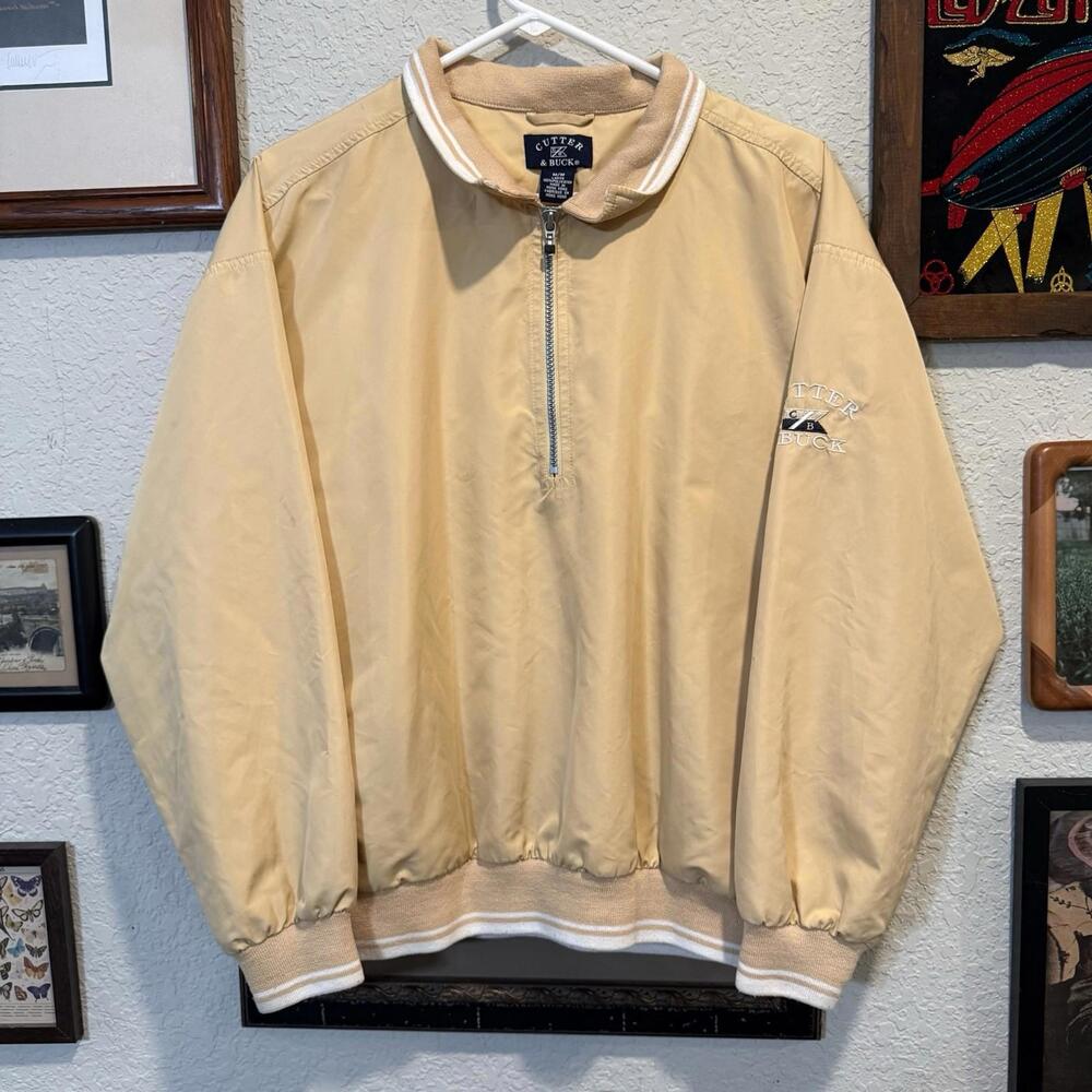 Vintage 90s Cutter & Buck Designer 1/4 Zip Bomber Golf Pullover Size Mens Medium